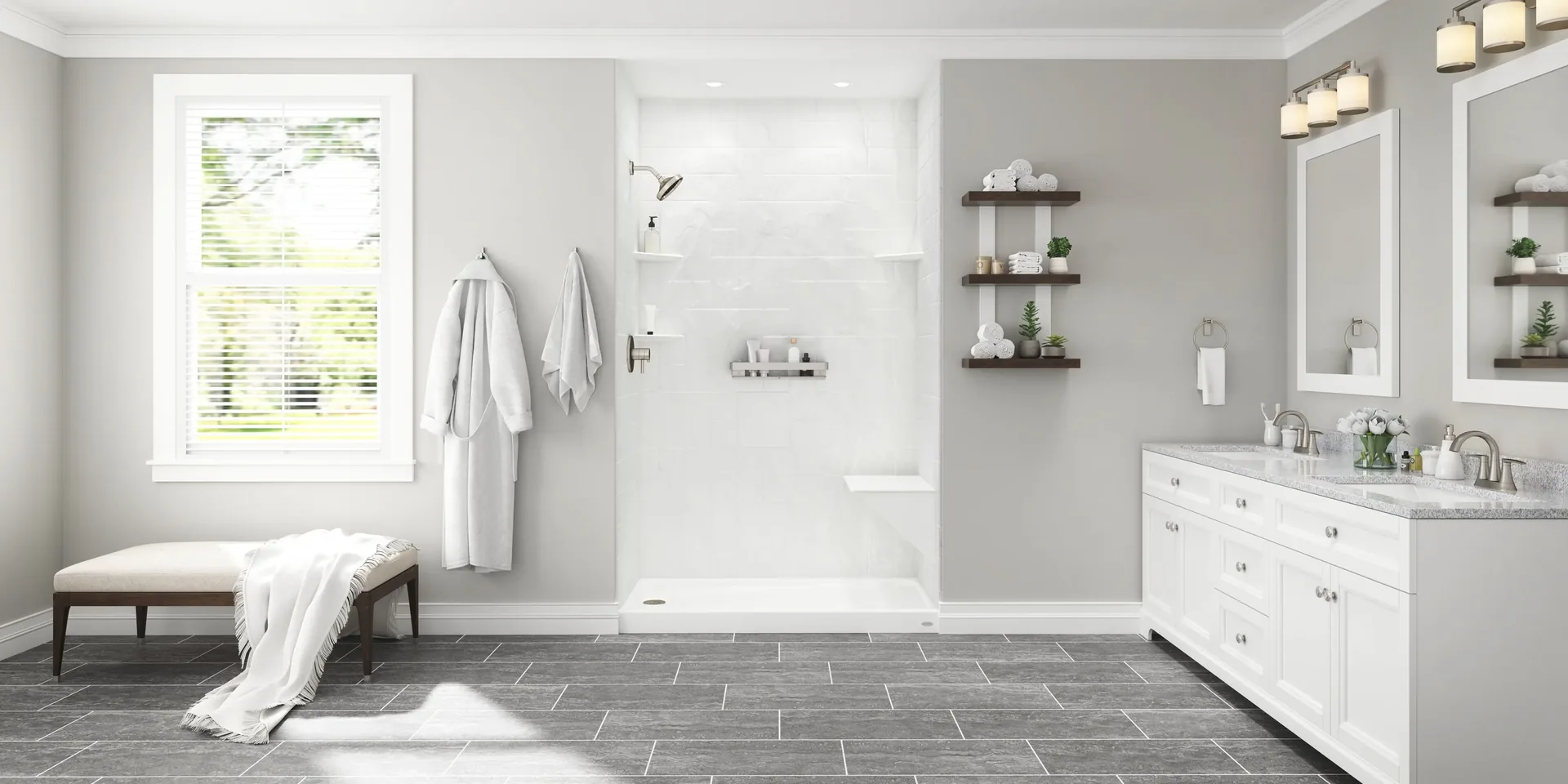 Accessible walk-in shower with seat
